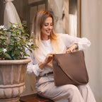 Vegan leather shoulder tote bag