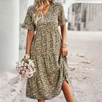 Floral Midi Dress Women Relaxed Fit