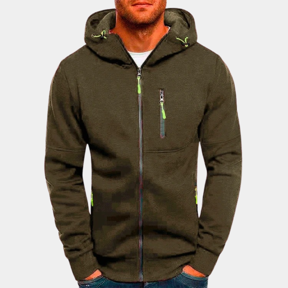 Full Zip Hoodie Men Soft Breathable Fabric