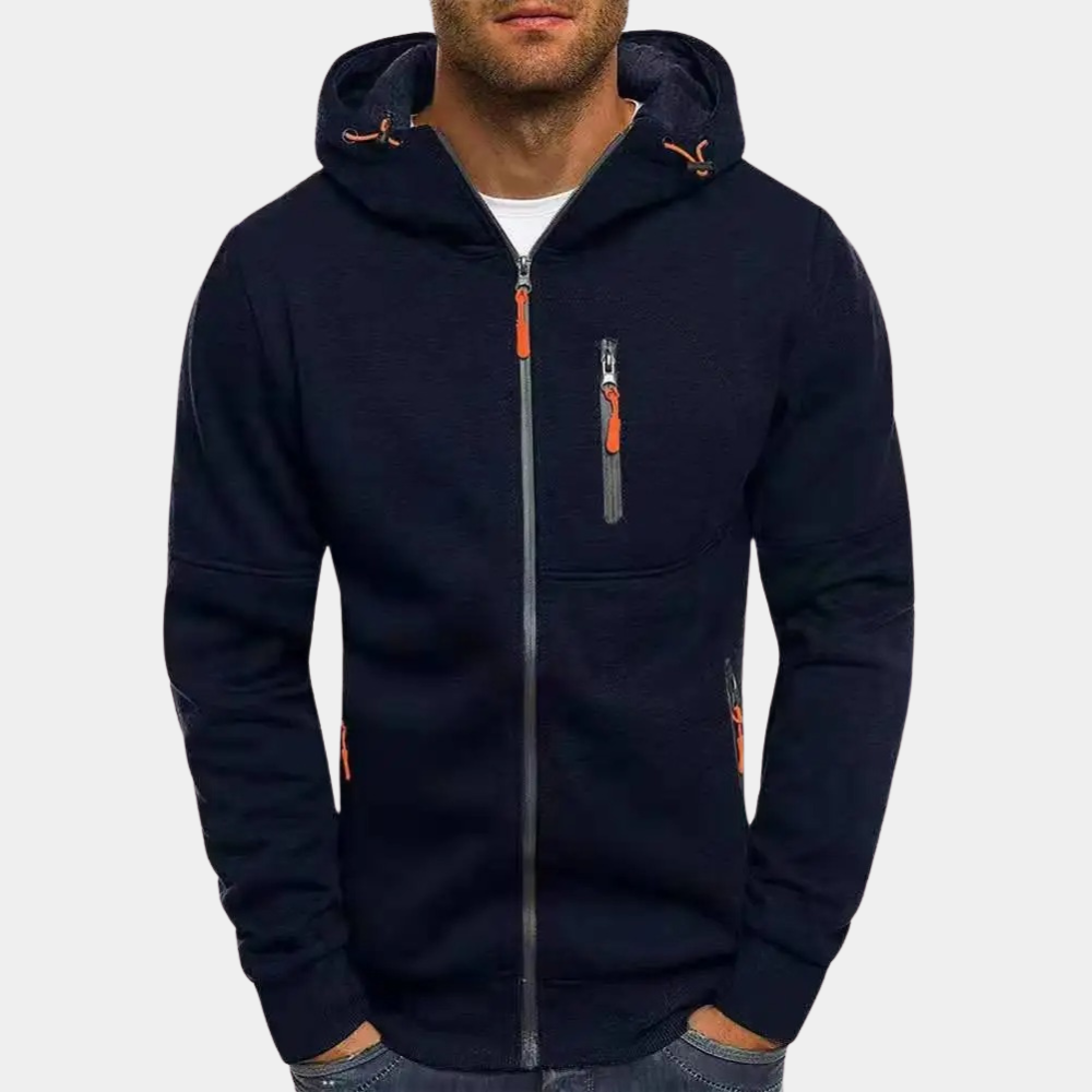 Full Zip Hoodie Men Soft Breathable Fabric