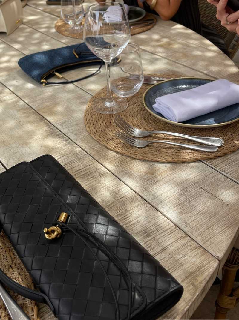 Woven Vegan Leather Bag with Knot Clasp
