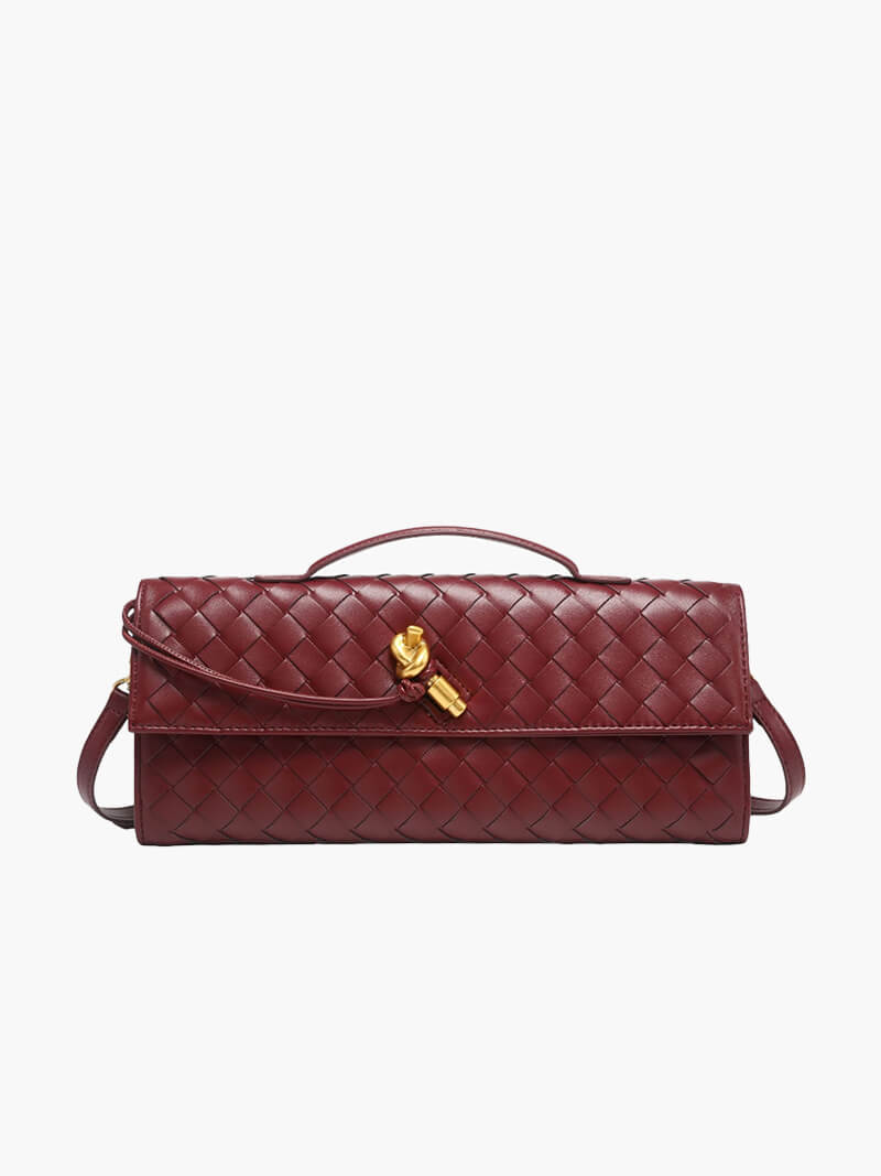 Woven Vegan Leather Bag with Knot Clasp