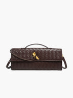 Woven Vegan Leather Bag with Knot Clasp
