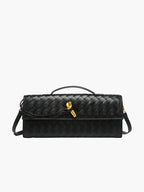 Woven Vegan Leather Bag with Knot Clasp