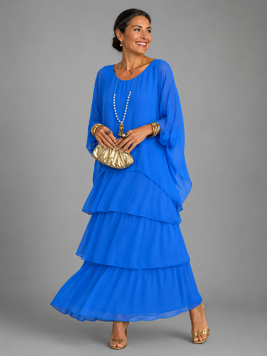 Elegant flowing maxi dress in blue