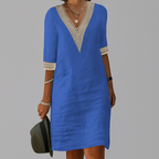 Relaxed Linen Dress with Crochet