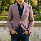 Women's formal tailored slim fit notch lapel blazer in dusty rose