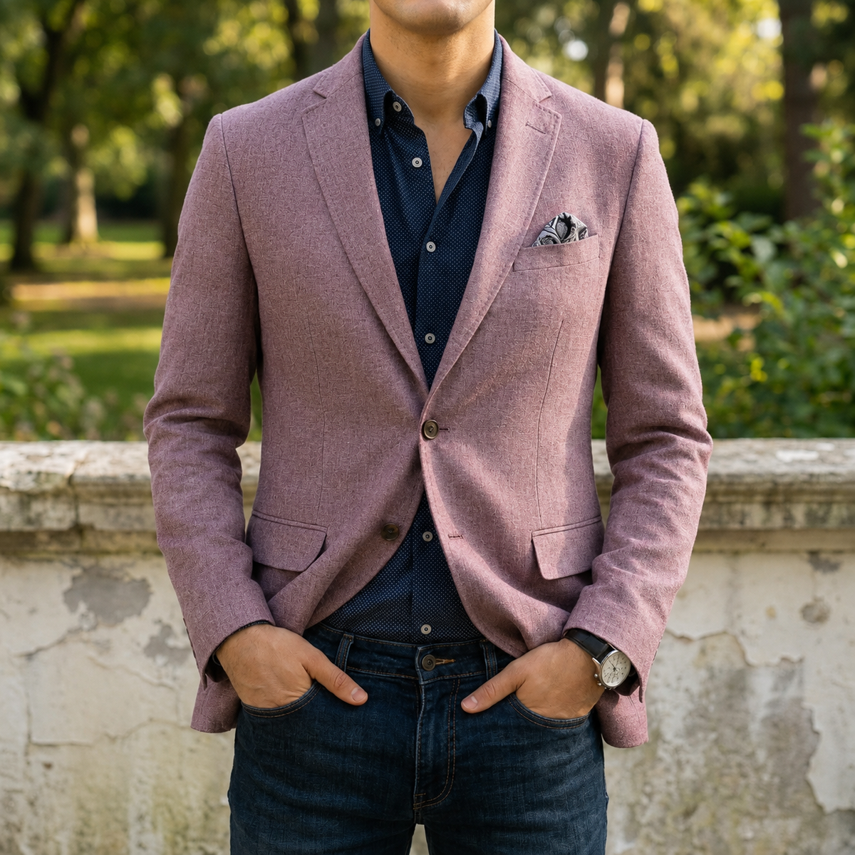 Women's formal tailored slim fit notch lapel blazer in dusty rose