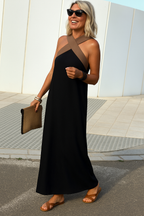 Cross-Strap Halter Maxi Dress