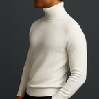 Merino wool turtleneck sweater with ribbed collar