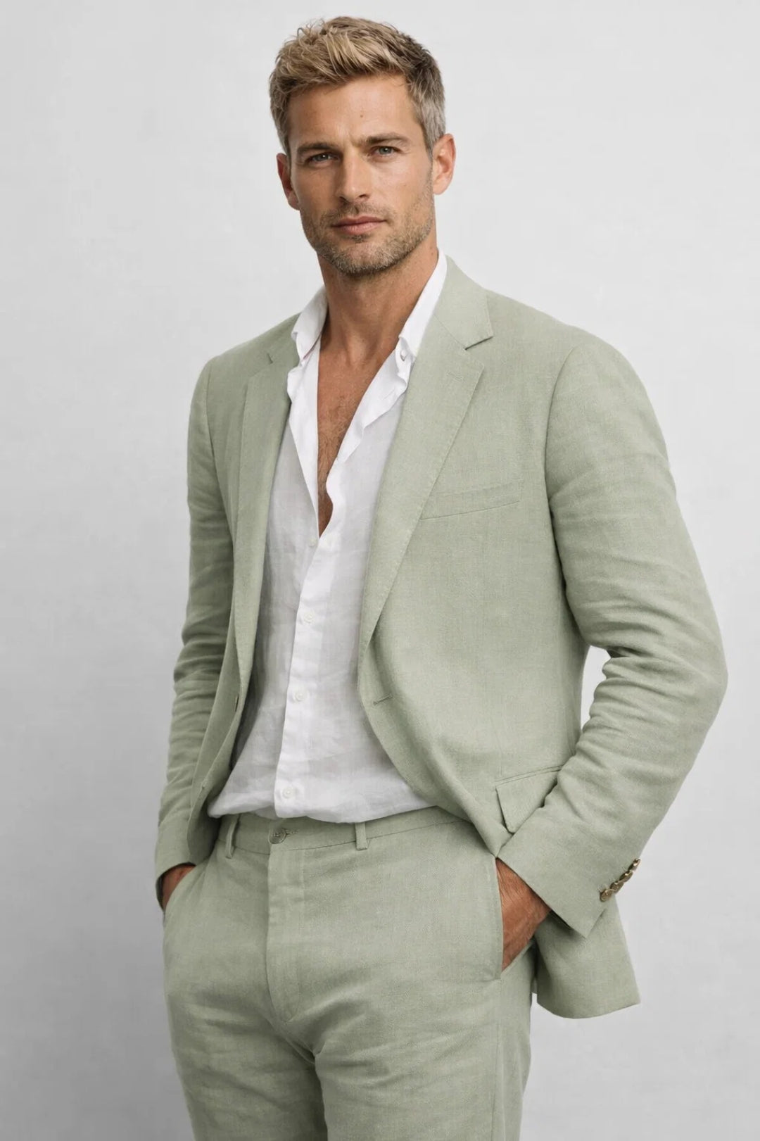 Men's Tailored Fit Two-Piece Suit Wedding Formal Events