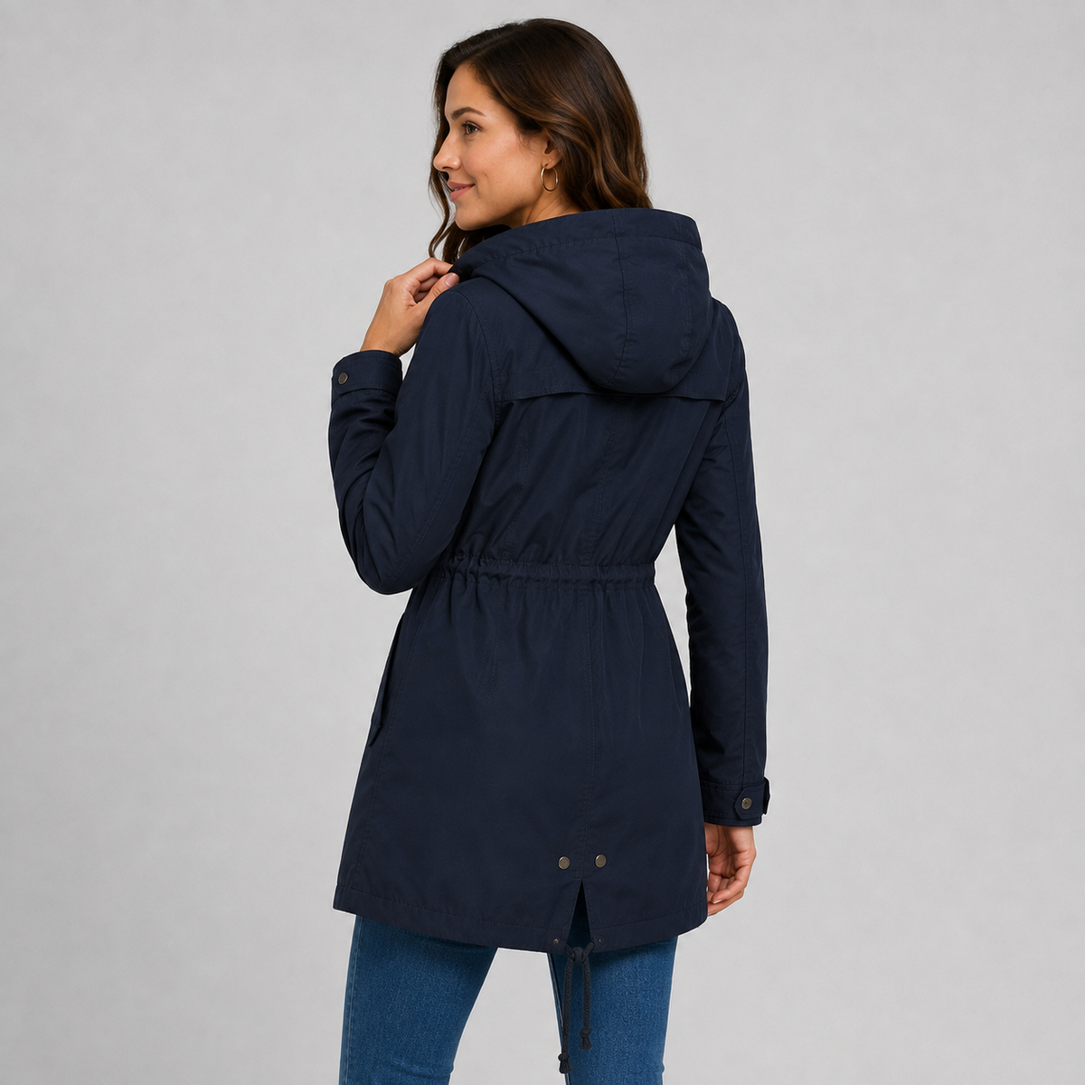 Lightweight hooded cotton blend windbreaker jacket