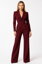 V-Neck Wide Leg Relaxed Tailored Jumpsuit
