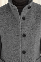 Women's tailored wool overcoat with stand collar