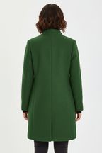 Women's tailored wool overcoat with stand collar