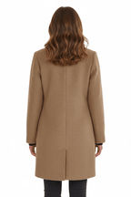 Women's tailored wool overcoat with stand collar