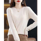 Women's adorable oversized knit sweater for fall and winter in beige