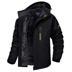 Waterproof fleece lined hooded winter parka in black