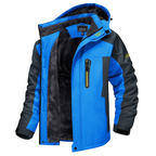 Waterproof fleece lined hooded winter parka in blue