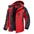 Waterproof fleece lined hooded winter parka in red