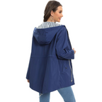 Women's sleek waterproof rain jacket with adjustable hood