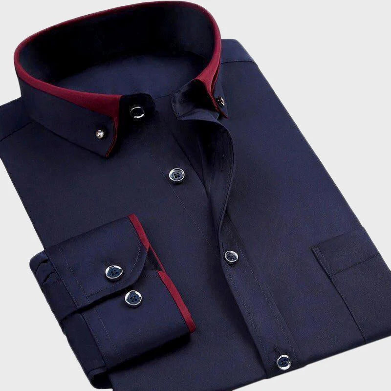 Slim Fit Two-Tone Collar Shirt Long Sleeve