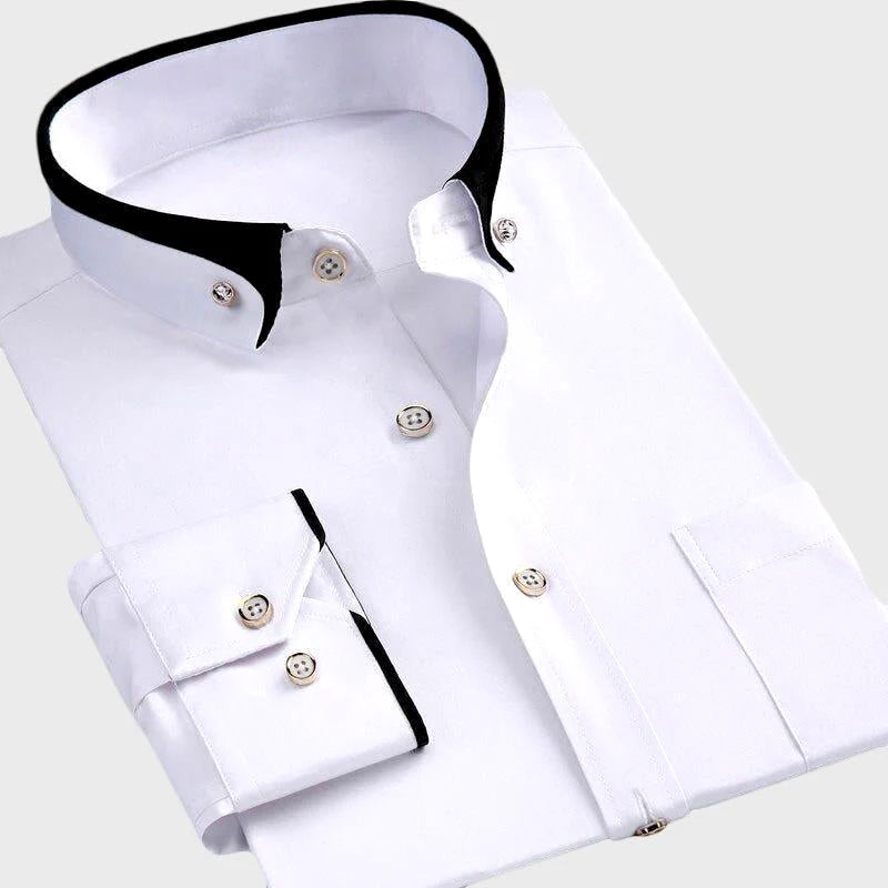 Slim Fit Two-Tone Collar Shirt Long Sleeve