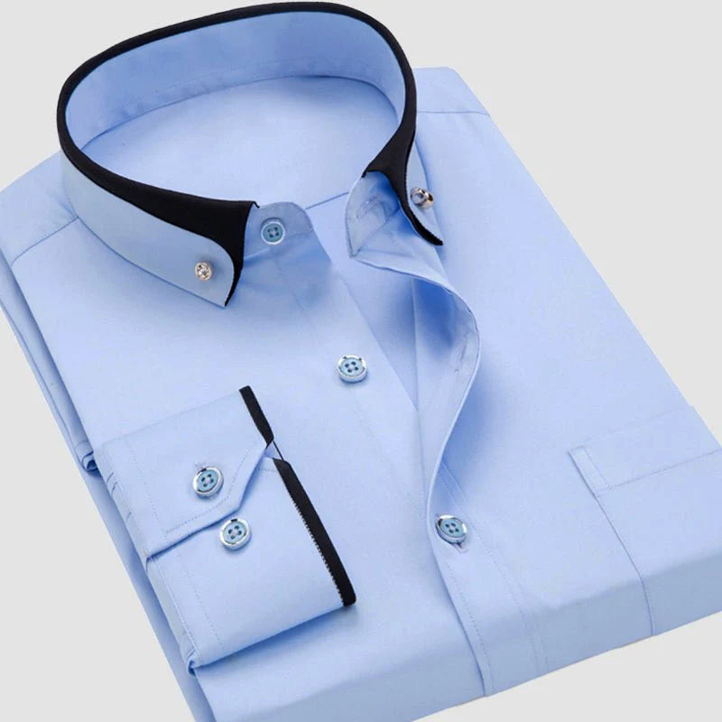 Slim Fit Two-Tone Collar Shirt Long Sleeve