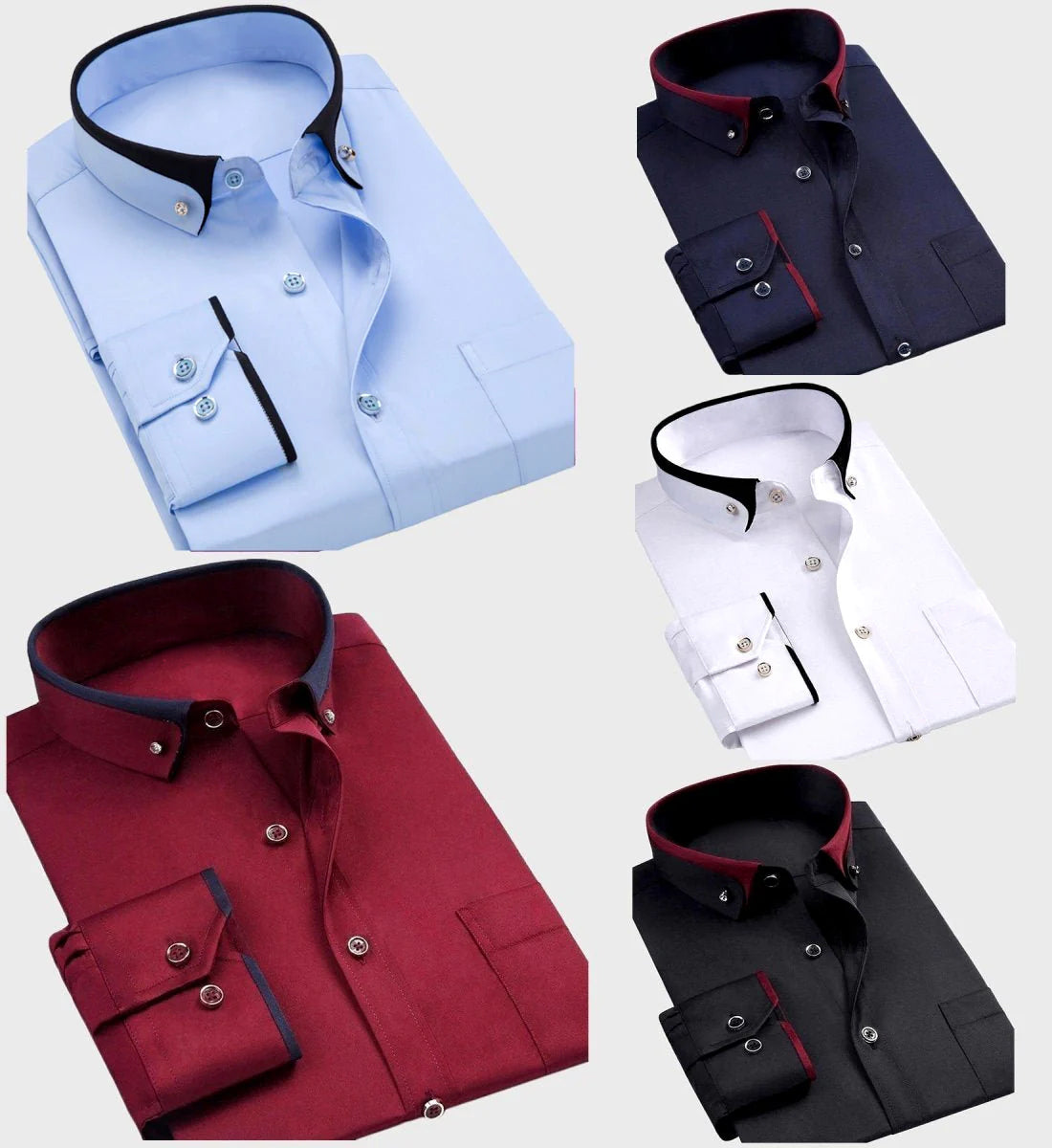 Slim Fit Two-Tone Collar Shirt Long Sleeve