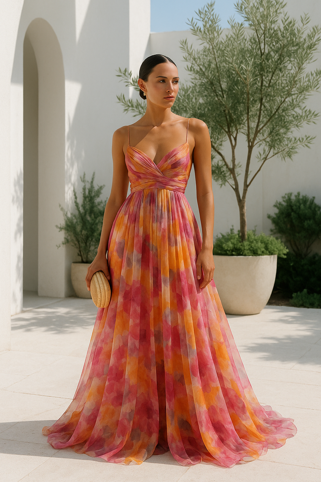 Floral Print Summer Dress Long Flowing Silhouette 1