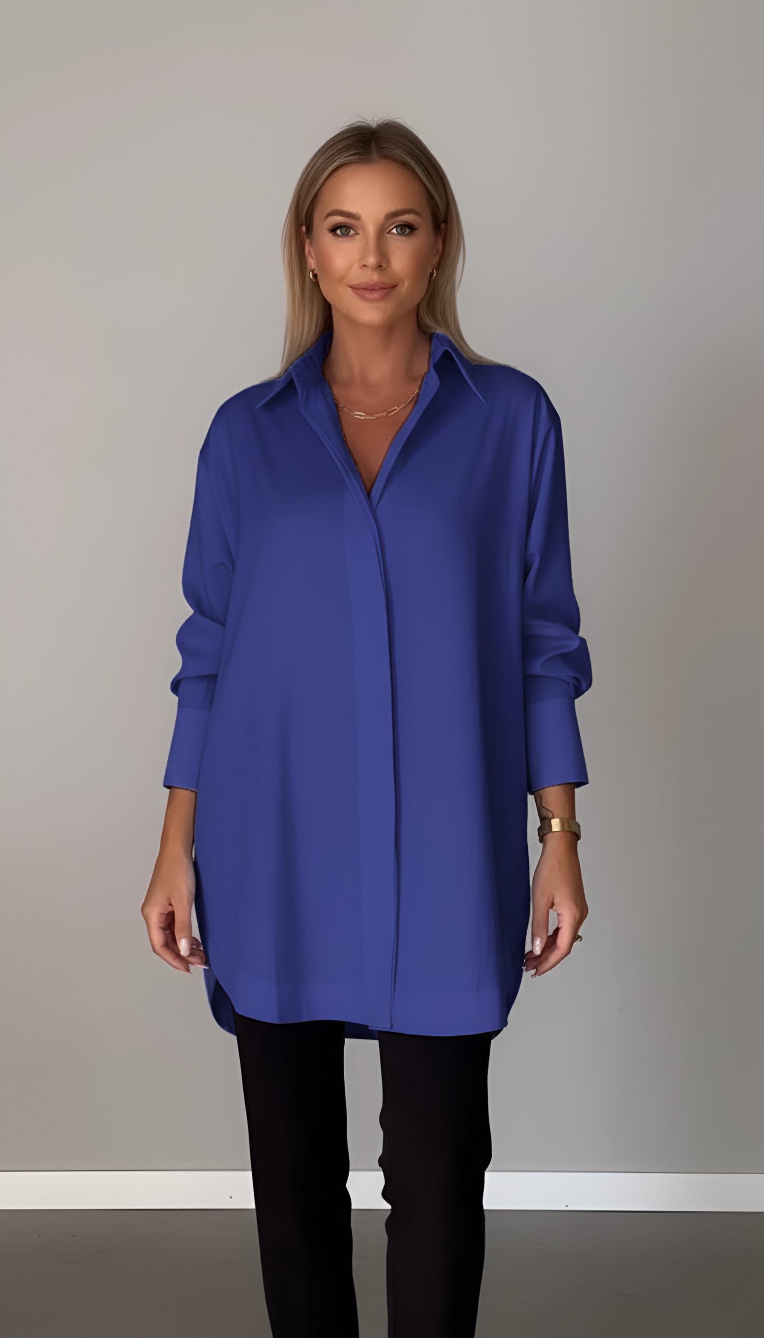 Oversized Cotton Shirt with Classic Collar
