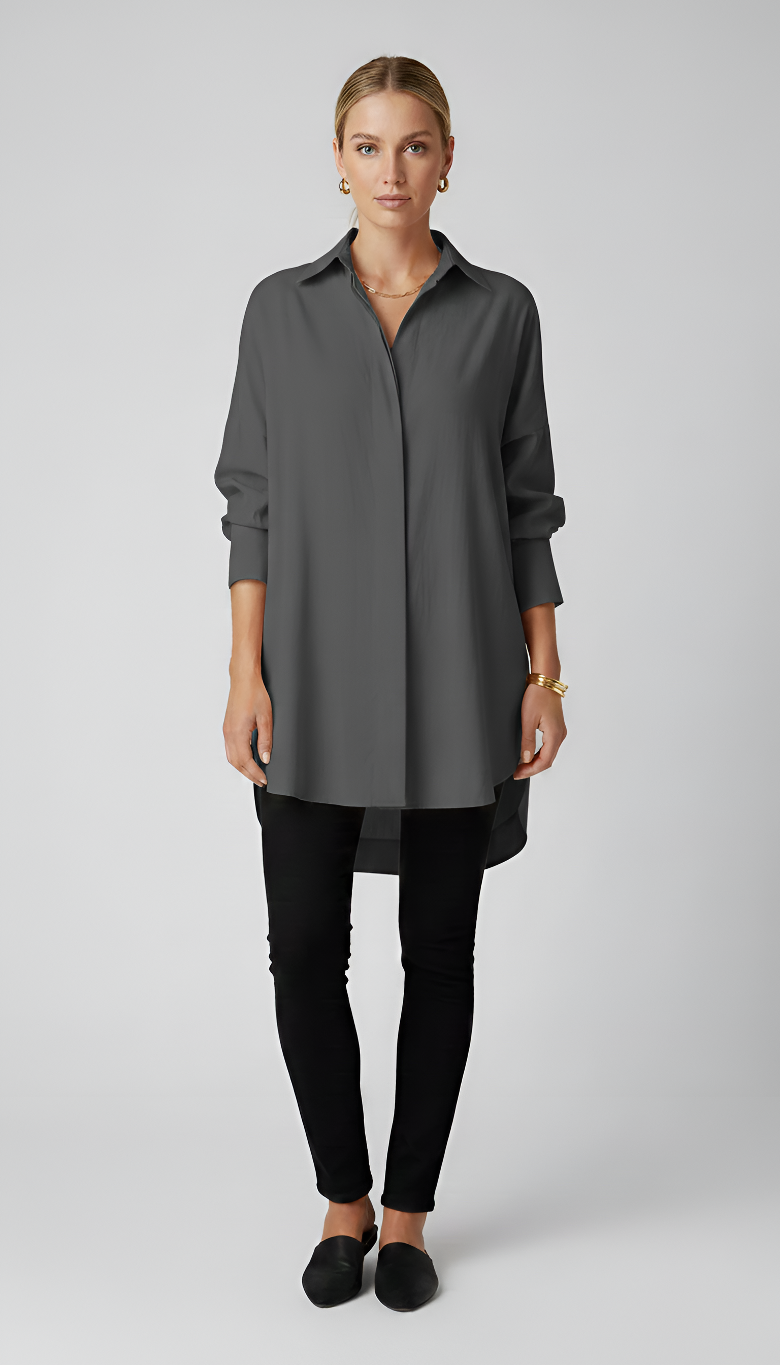 Oversized Cotton Shirt with Classic Collar