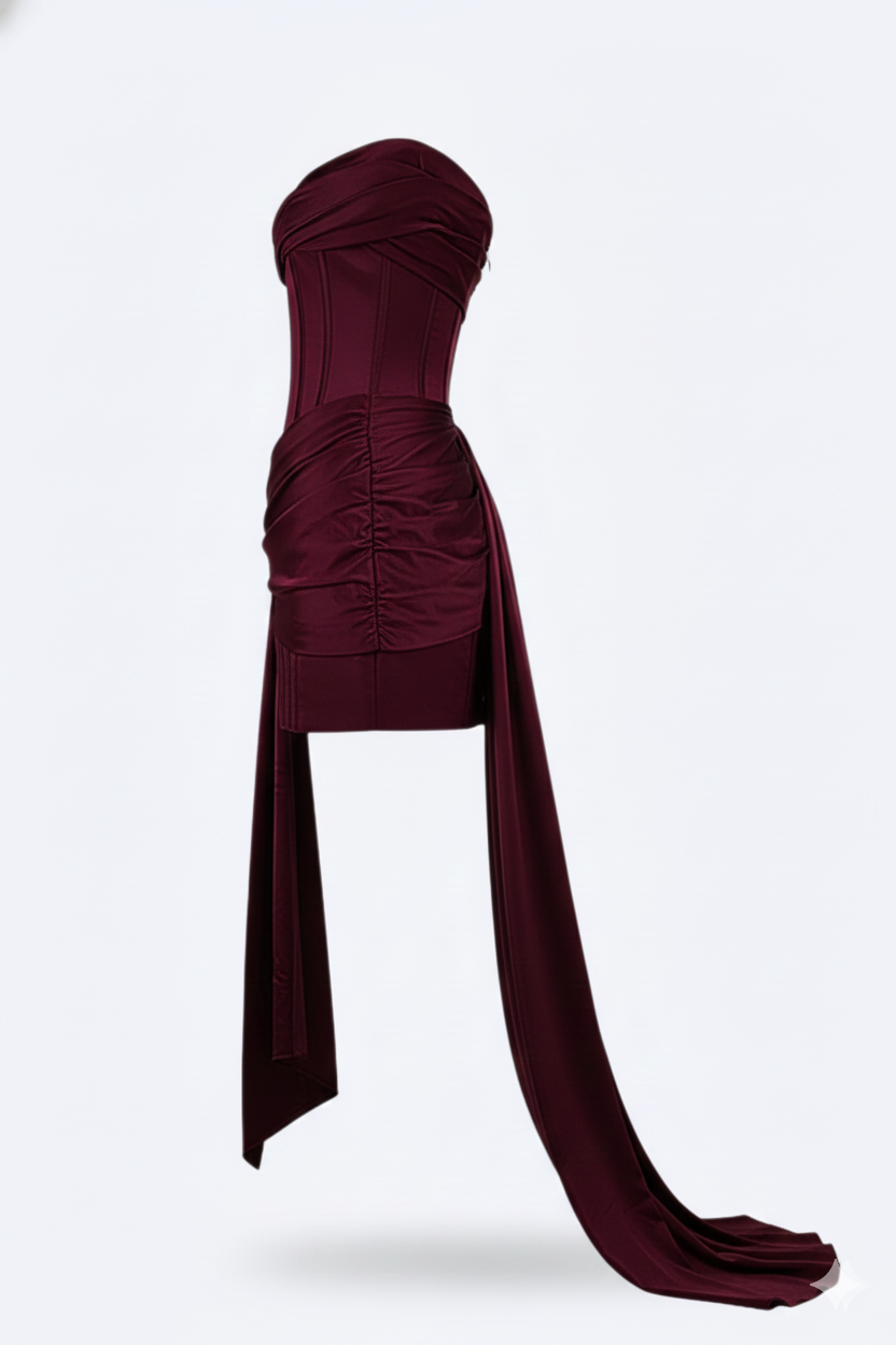 Asymmetric Drape Corset Mini Dress