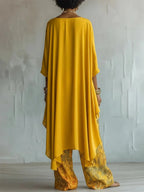 Two-piece printed tunic and wide-leg pants set