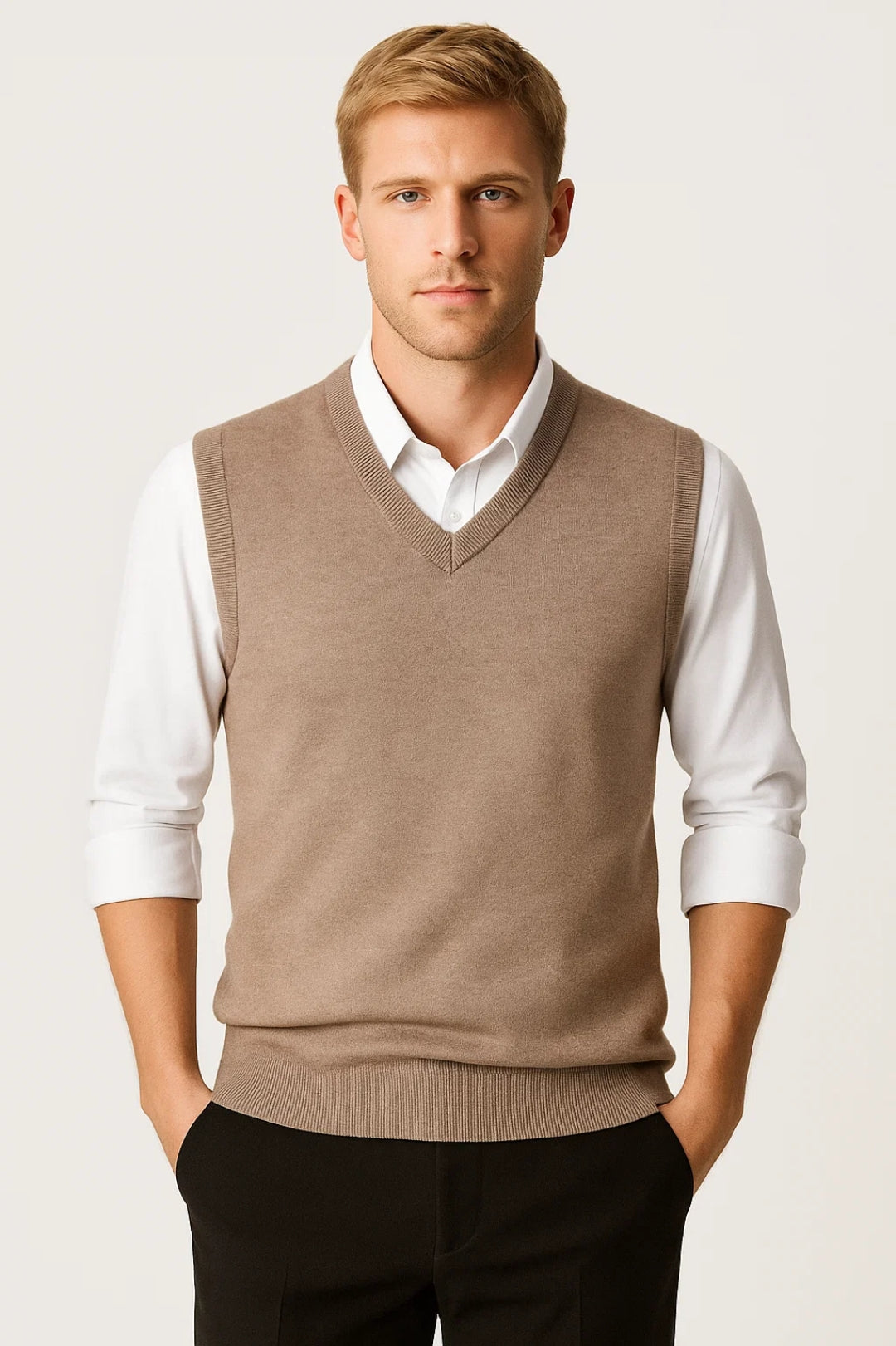 Classic V-Neck Knit Vest for Men