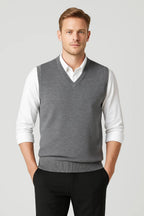 Classic V-Neck Knit Vest for Men