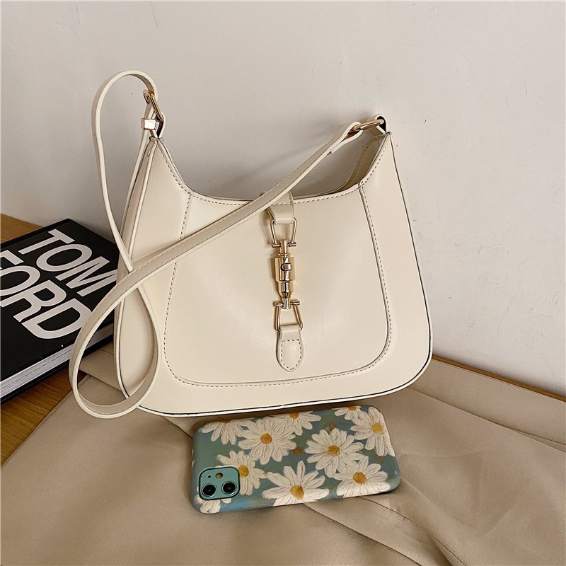 Vegan leather baguette shoulder bag
