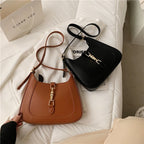 Vegan leather baguette shoulder bag