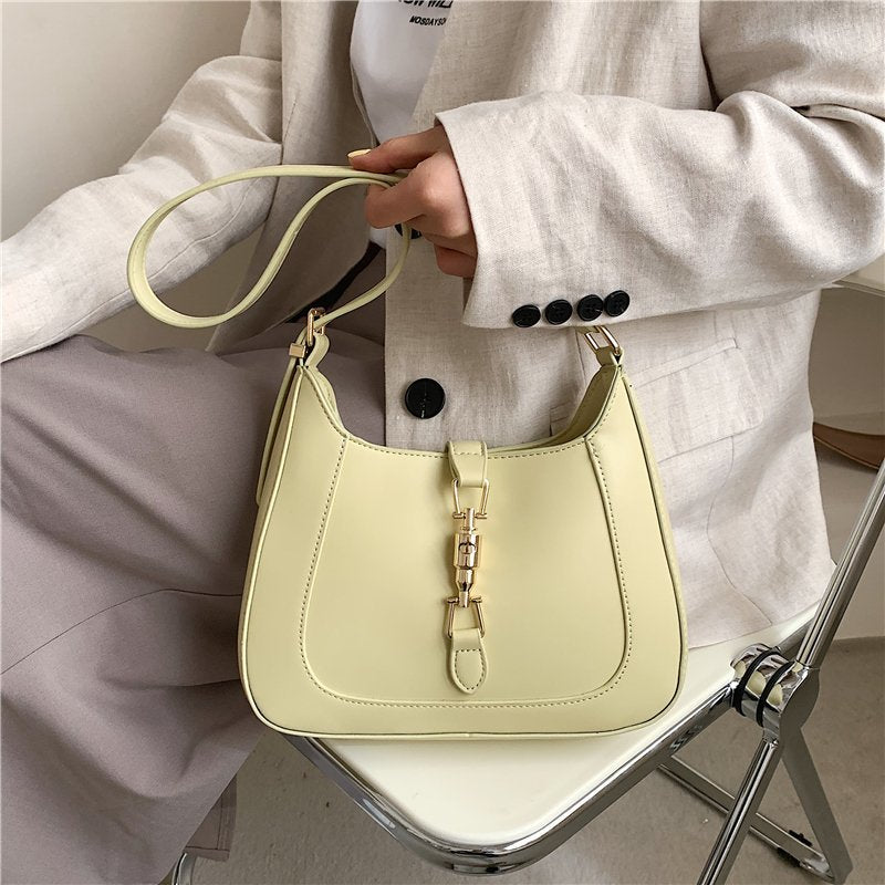Vegan leather baguette shoulder bag