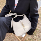 Vegan leather baguette shoulder bag