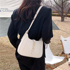 Vegan leather baguette shoulder bag