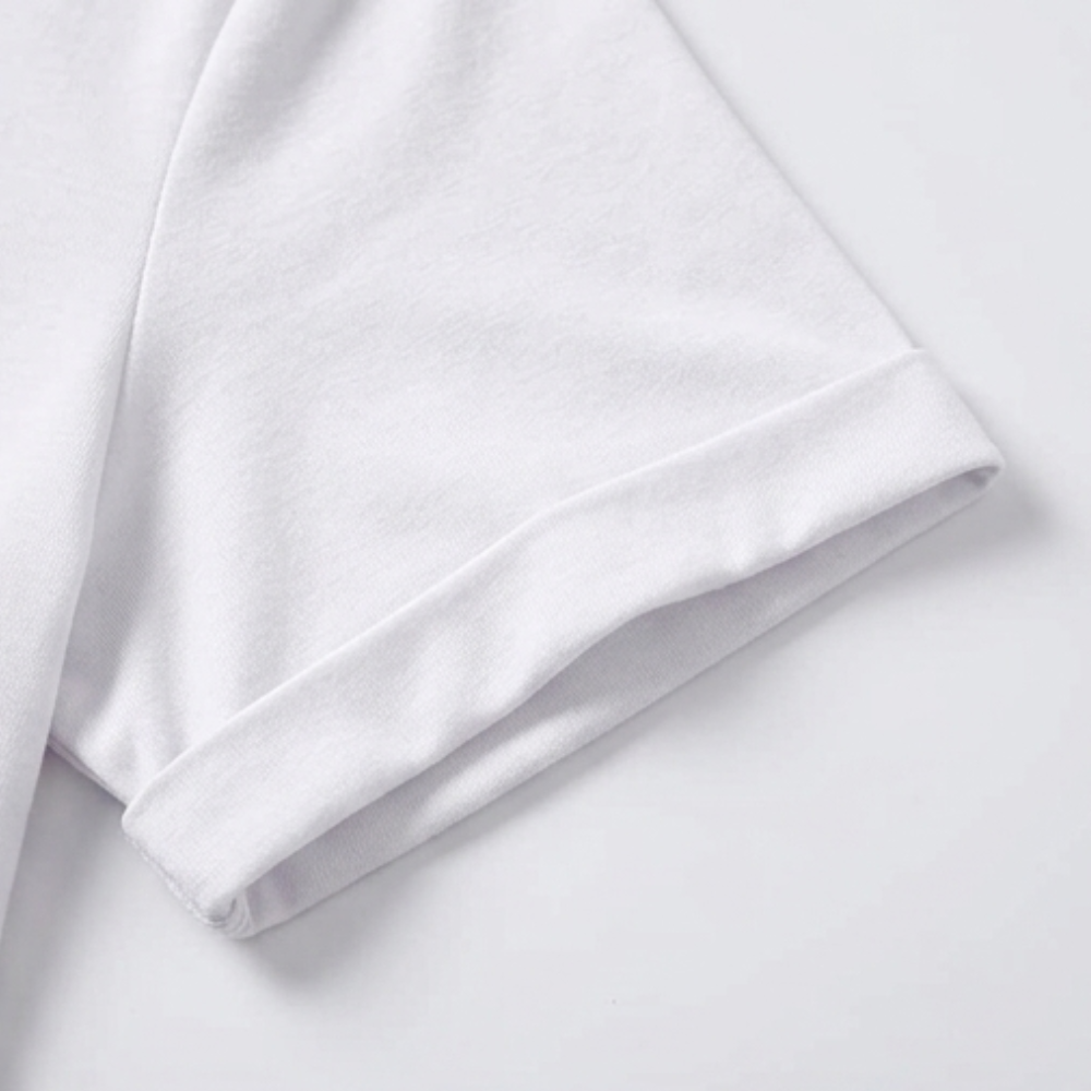 Casual V neck tee with rolled cuffs