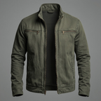 Men's vintage style washed cotton zip up jacket