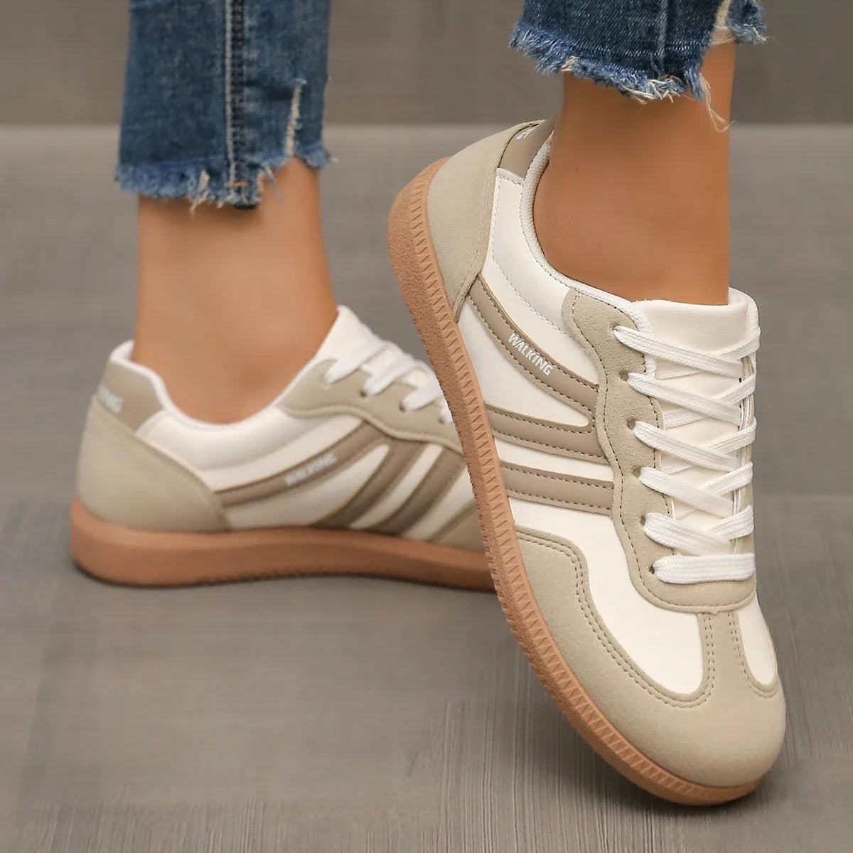 Lightweight slip-on sneakers in beige