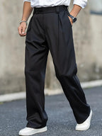 Loose-fitting wide leg trousers featuring stylish pleats and a double waistband, perfect for a comfortable yet fashionable look. 5