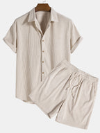 Men's Two-Piece Casual Ribbed Summer Set