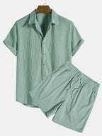 Men's Two-Piece Casual Ribbed Summer Set