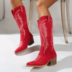 Embroidered Western Knee-High Boot Women