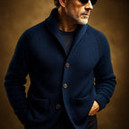 Men's ribbed wool blend shawl collar cardigan