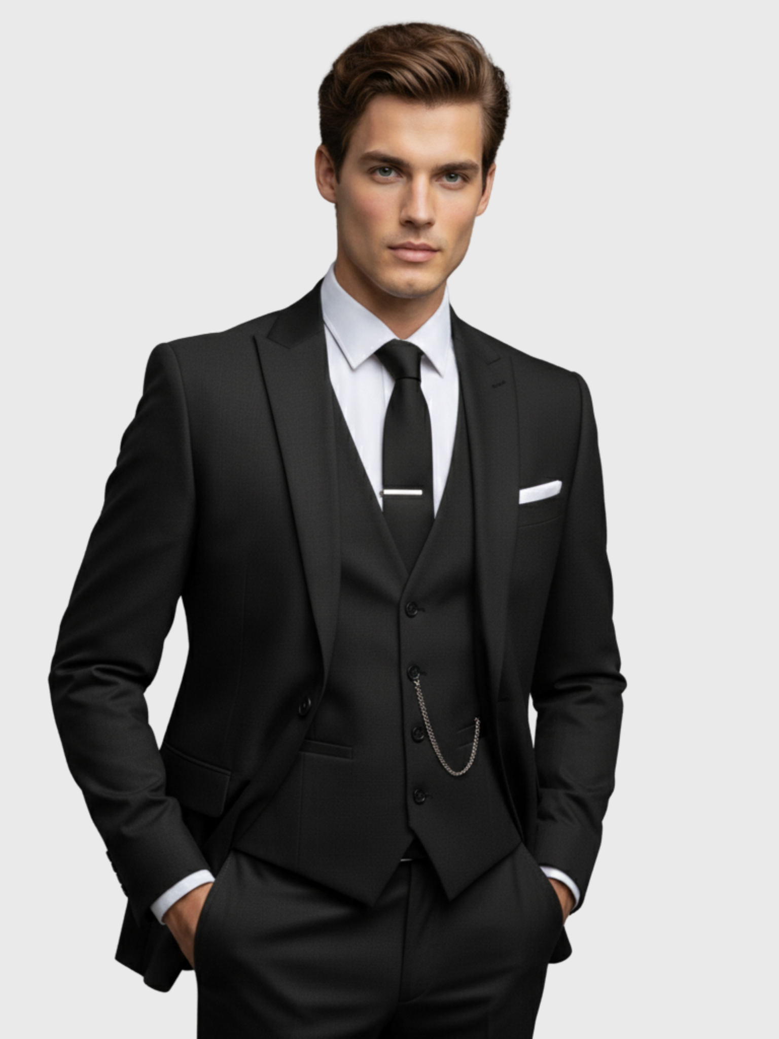 Men's Three Piece Suit Jacket Vest and Trousers Set